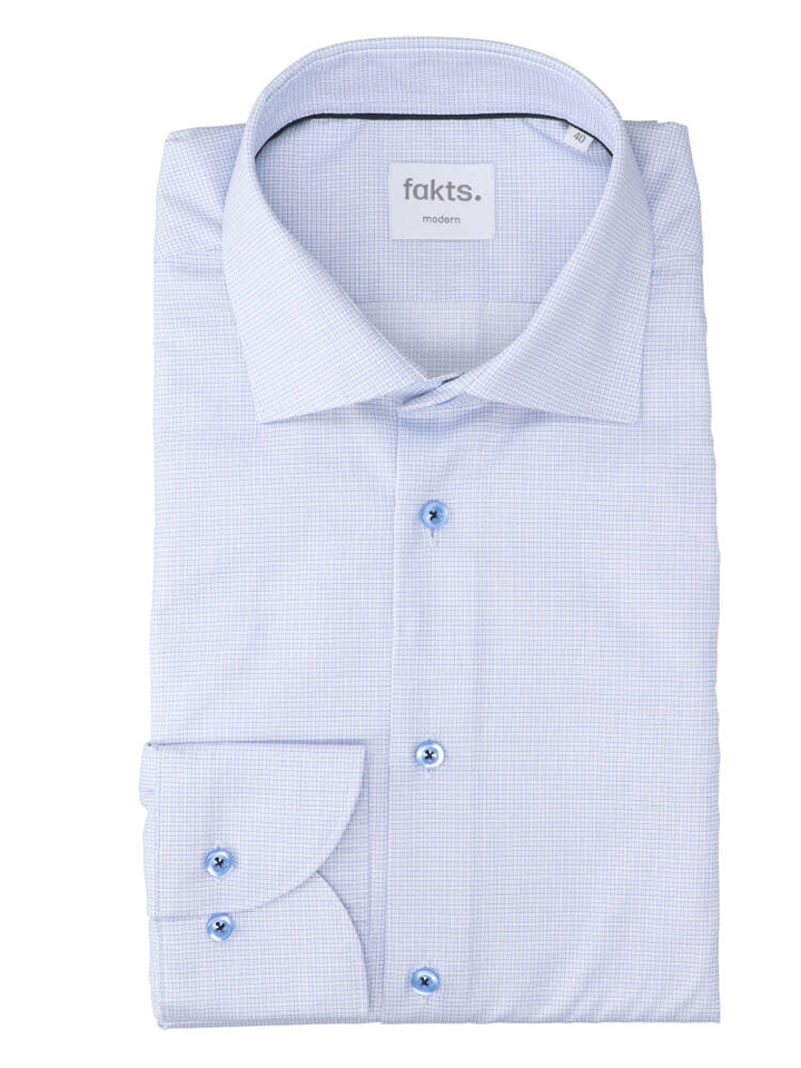 Blue light minimal katoenen hemd (regular fit) met ruiten en lange mouwen Fakts 