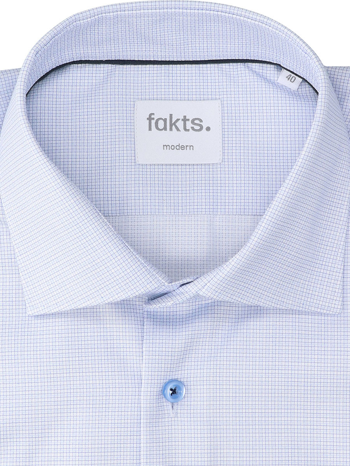 Blue light minimal katoenen hemd (regular fit) met ruiten en lange mouwen Fakts 