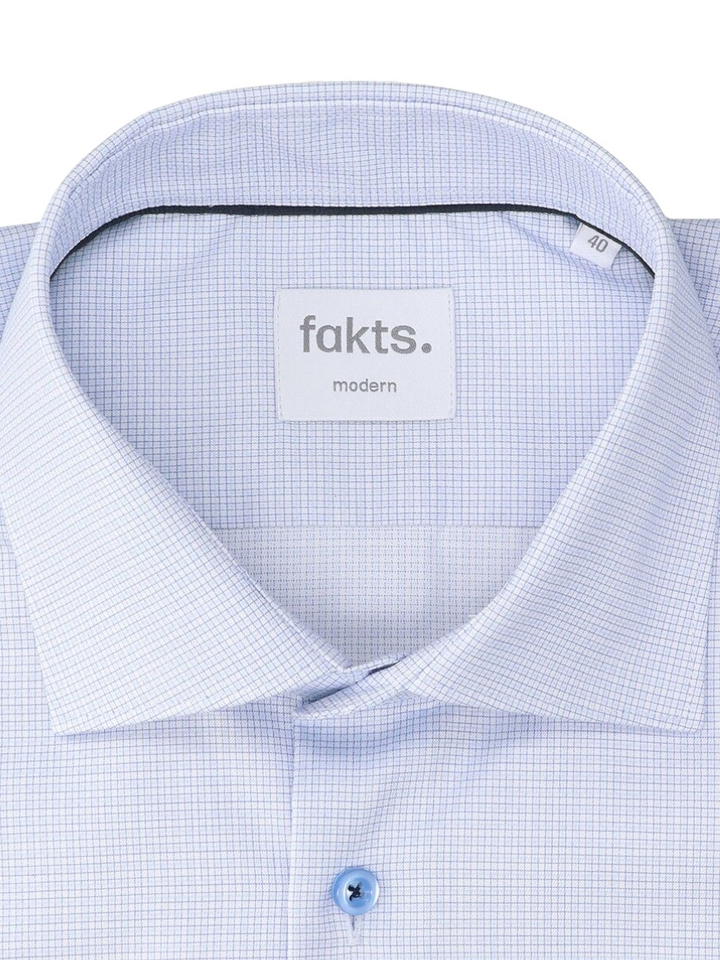Blue light minimal katoenen hemd (regular fit) met ruiten en lange mouwen Fakts