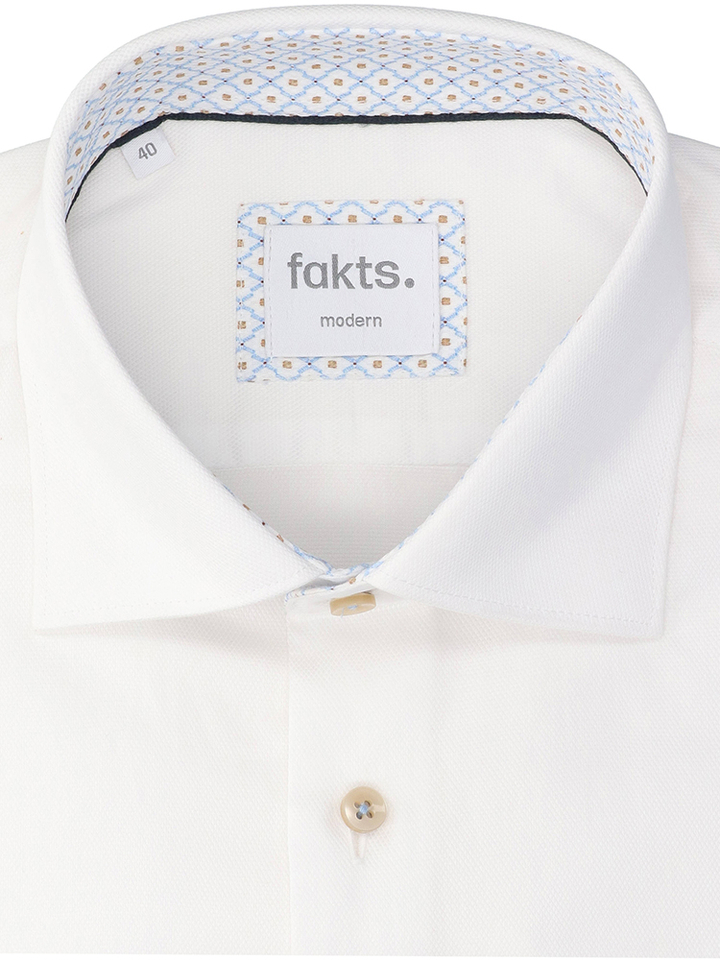 Witte uni katoenen hemd (regular fit) met lange mouwen Fakts 