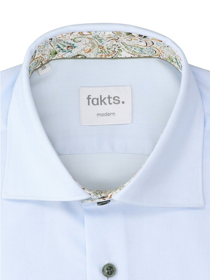 Blauw uni katoenen hemd (regular fit) met lange mouwen Fakts