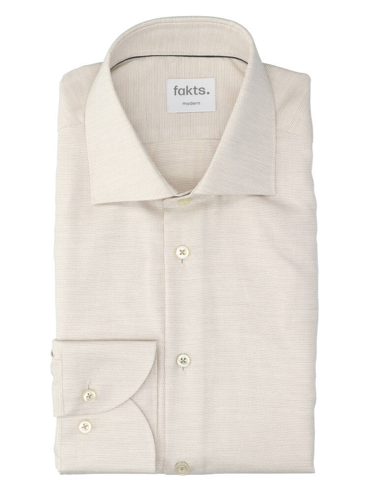 Brown light faux uni hemd (regular fit) met details en lange mouwen Fakts 