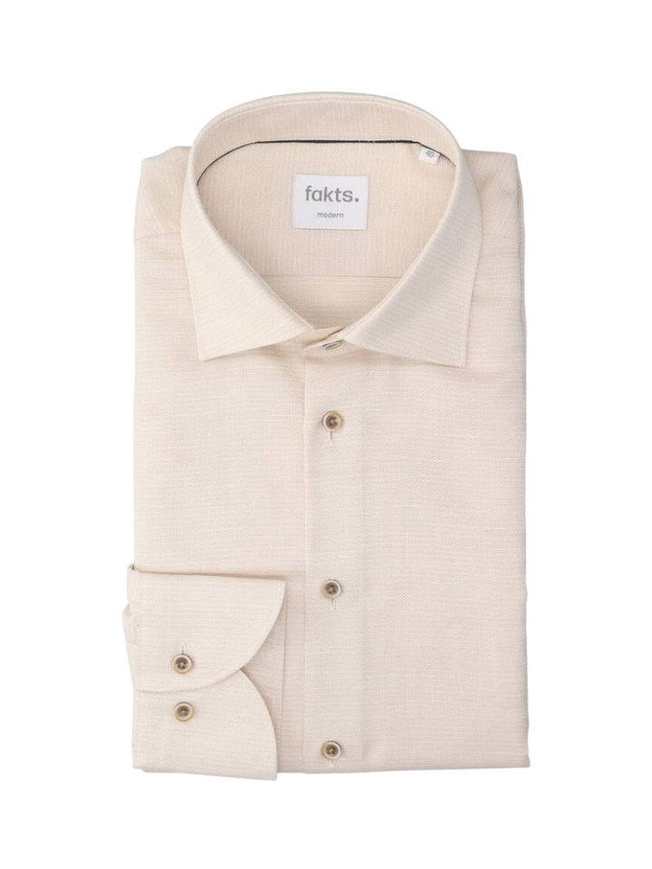 Brown light uni hemd (regular fit) met details en lange mouwen Fakts