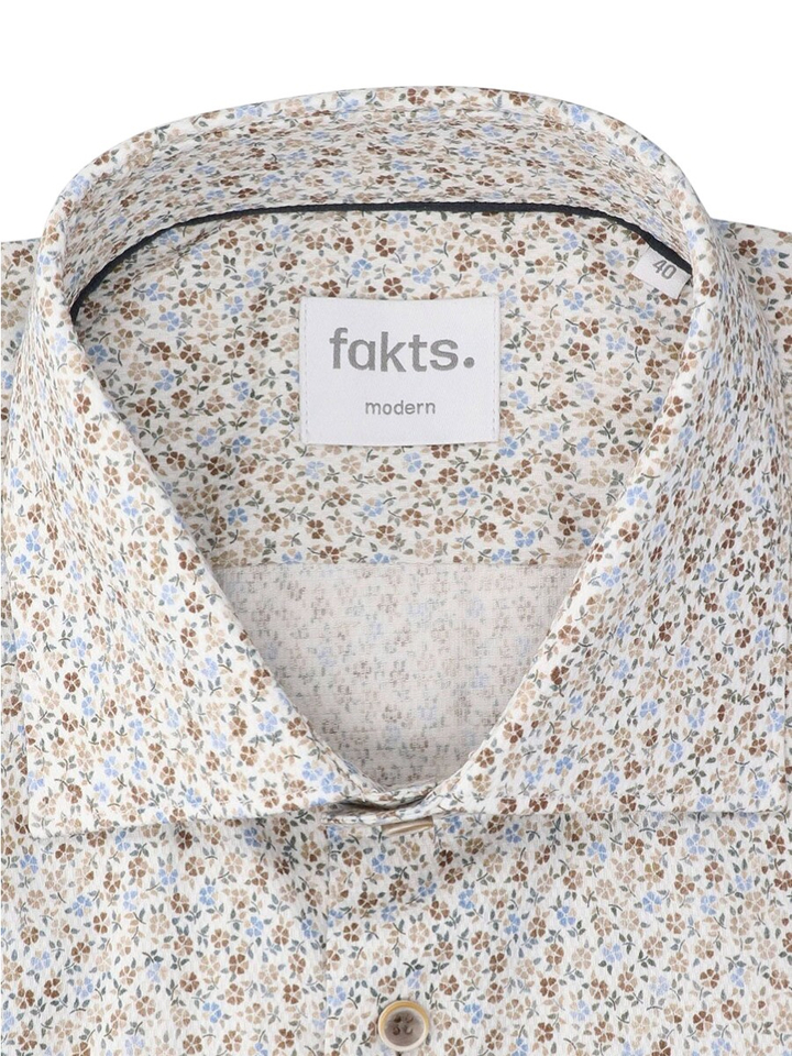 Wit katoenen hemd (regular fit) met bloemen en lange mouwen Fakts