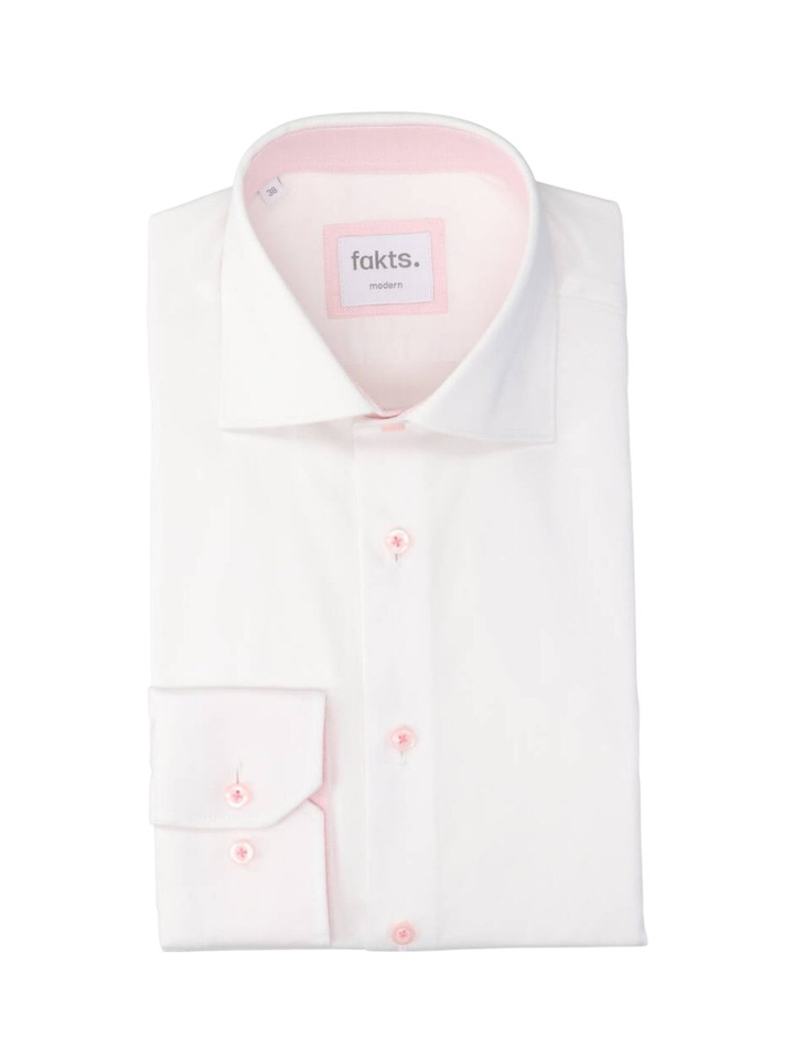 Wit faux uni katoenen hemd (regular fit) met lange mouwen Fakts