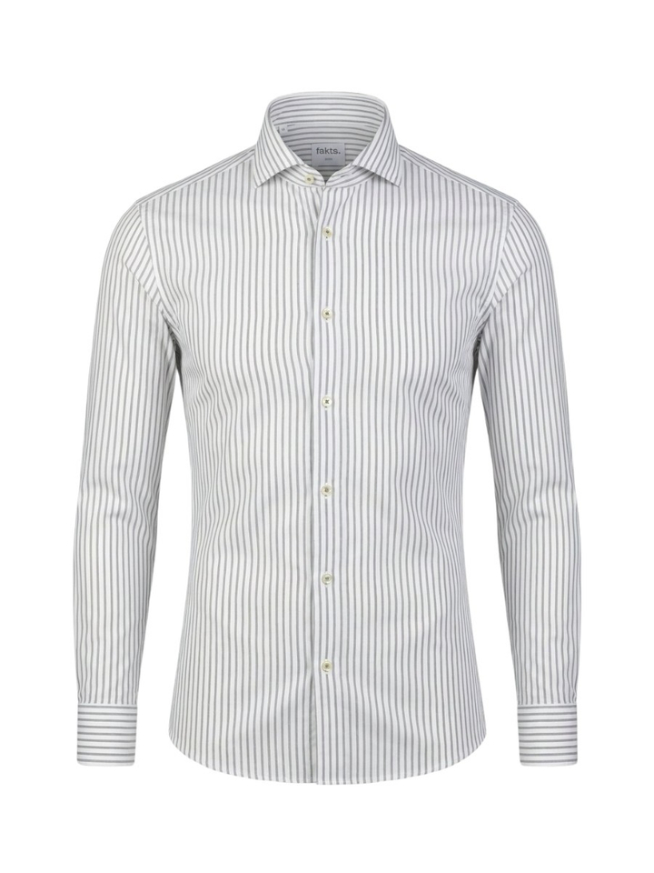 Green salbei katoenen hemd (slim fit) met strepen en lange mouwen Fakts 