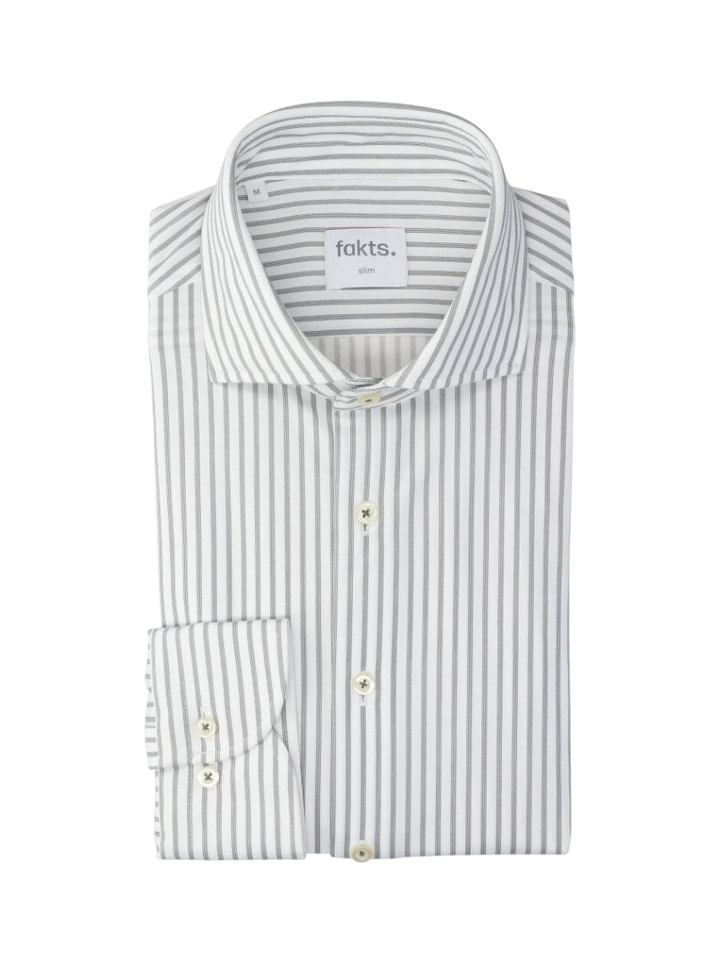 Green salbei katoenen hemd (slim fit) met strepen en lange mouwen Fakts 