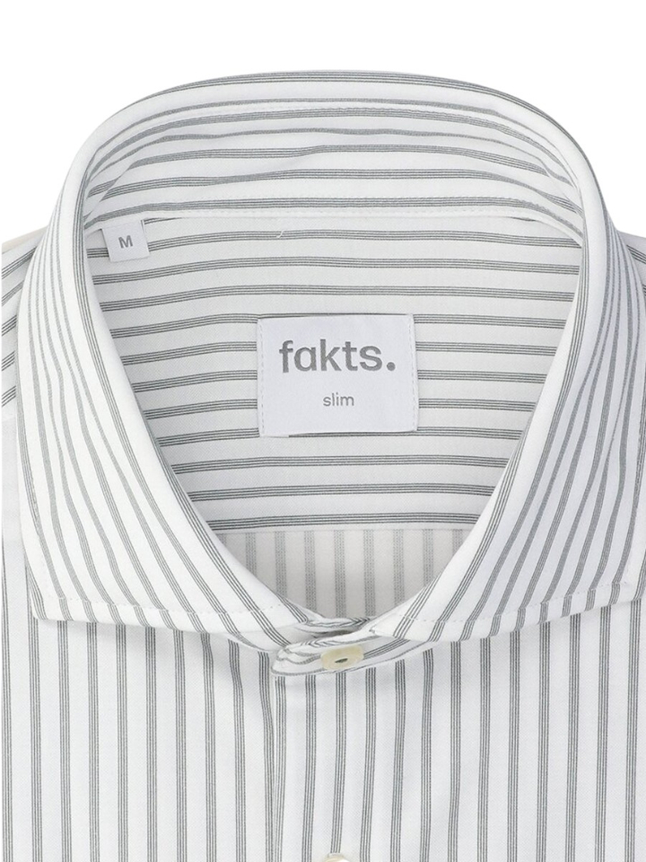 Green salbei katoenen hemd (slim fit) met strepen en lange mouwen Fakts 