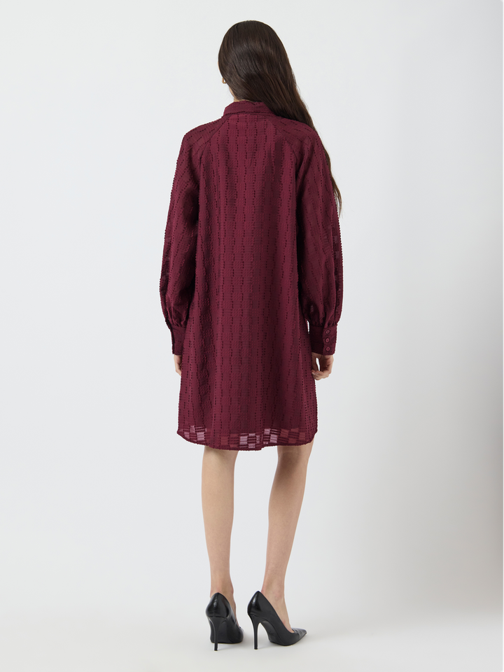 Bordeaux jurk met strikdetail Yasjulina Y.A.S