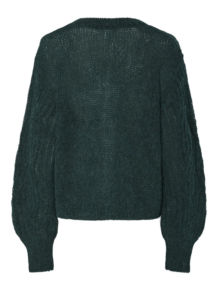 Donkergroene wollen gilet met knopen Yaszuma