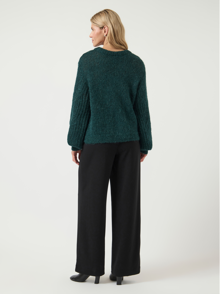 Donkergroene wollen gilet met knopen Yaszuma