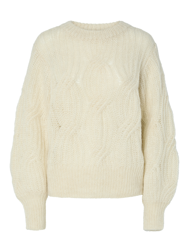 Ecru gehaakte wollen pull met ronde hals Yaszuma Y.A.S