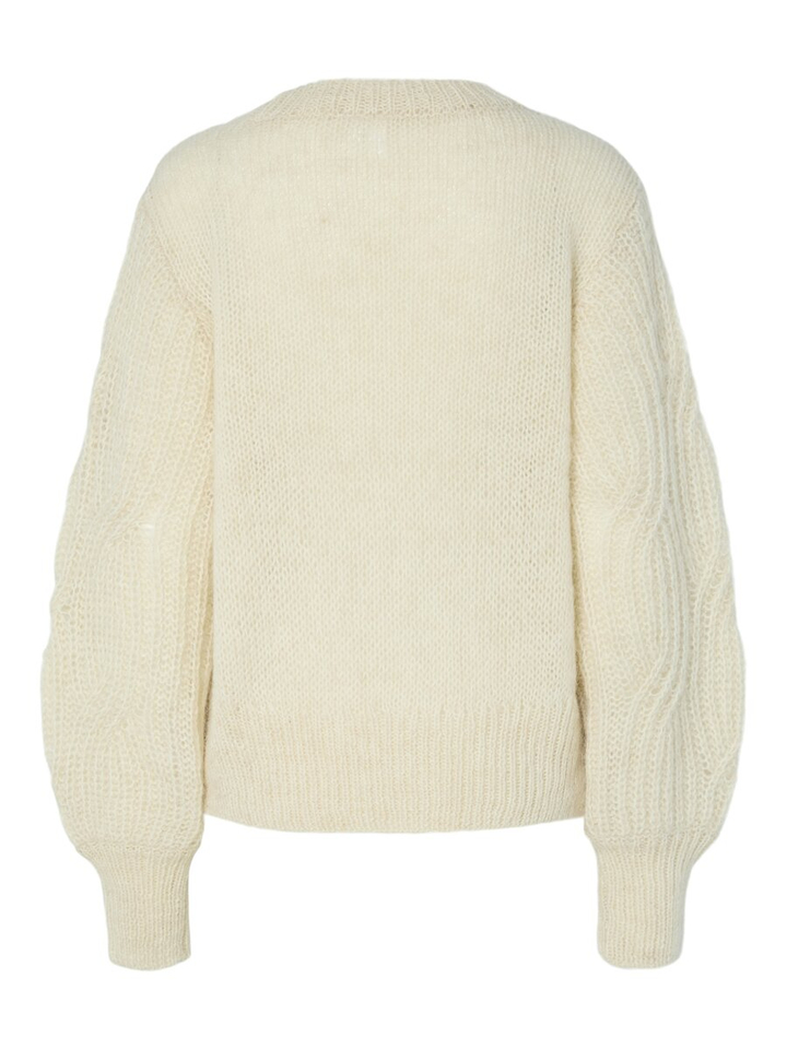 Ecru gehaakte wollen pull met ronde hals Yaszuma Y.A.S