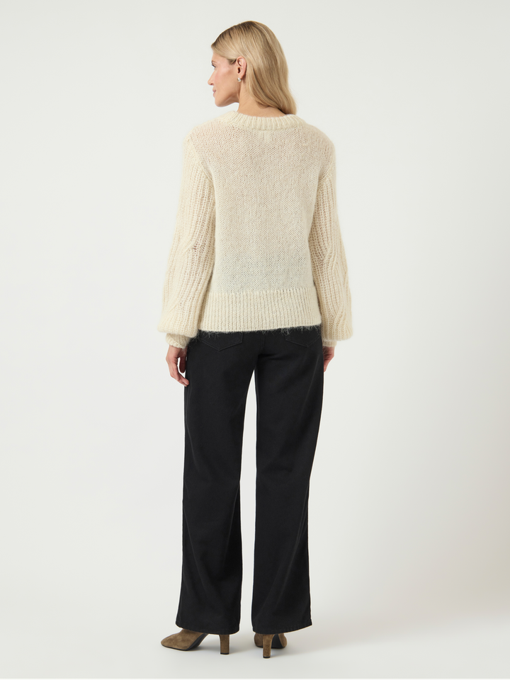 Ecru gehaakte wollen pull met ronde hals Yaszuma Y.A.S