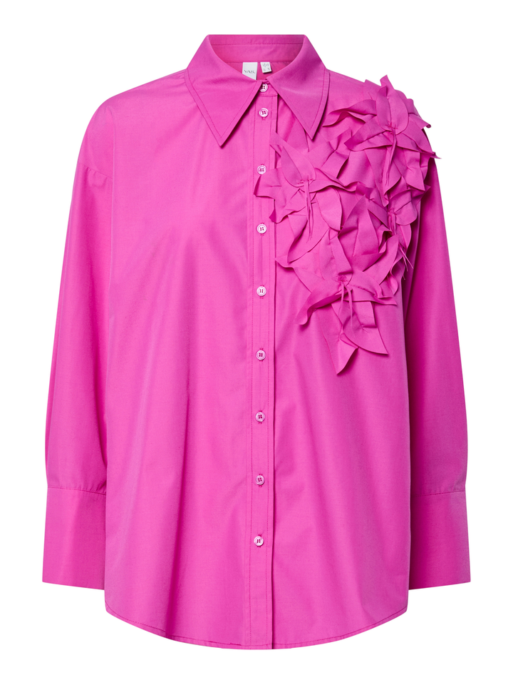 Fuchsia blouse met bloemendetail Yasgira Y.A.S