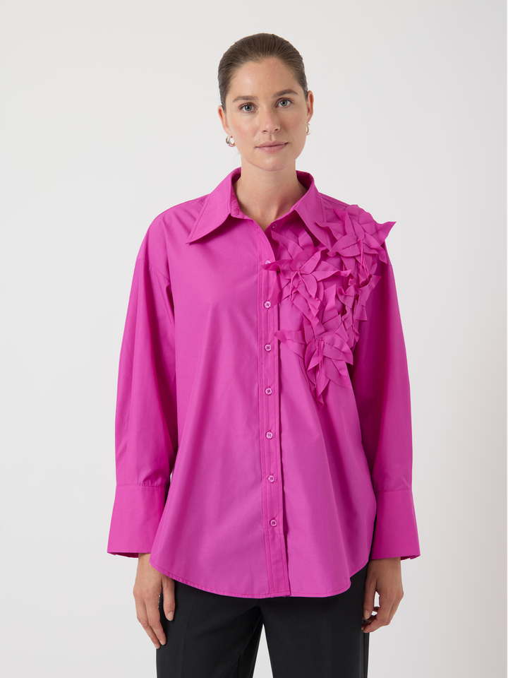 Fuchsia blouse met bloemendetail Yasgira Y.A.S