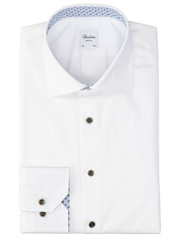Wit katoenen hemd (regular fit) met lange mouwen Stenströms 