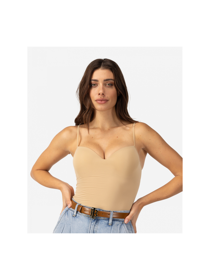 Beige top met voorgevormde cup Eden Ibana