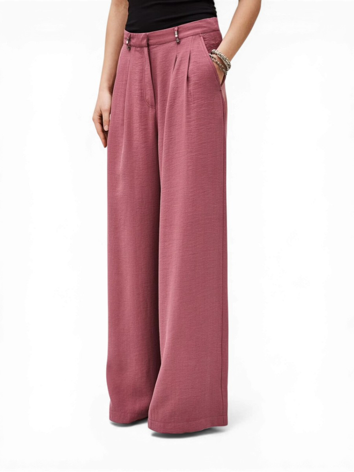 Roze wijde broek met bandplooi Deana Ba&sh