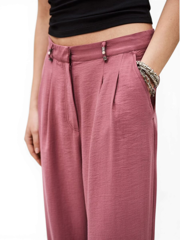 Roze wijde broek met bandplooi Deana Ba&sh
