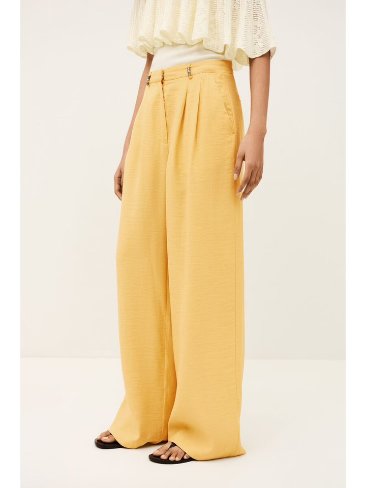 Gele wijde broek met bandplooi Deana Ba&sh 