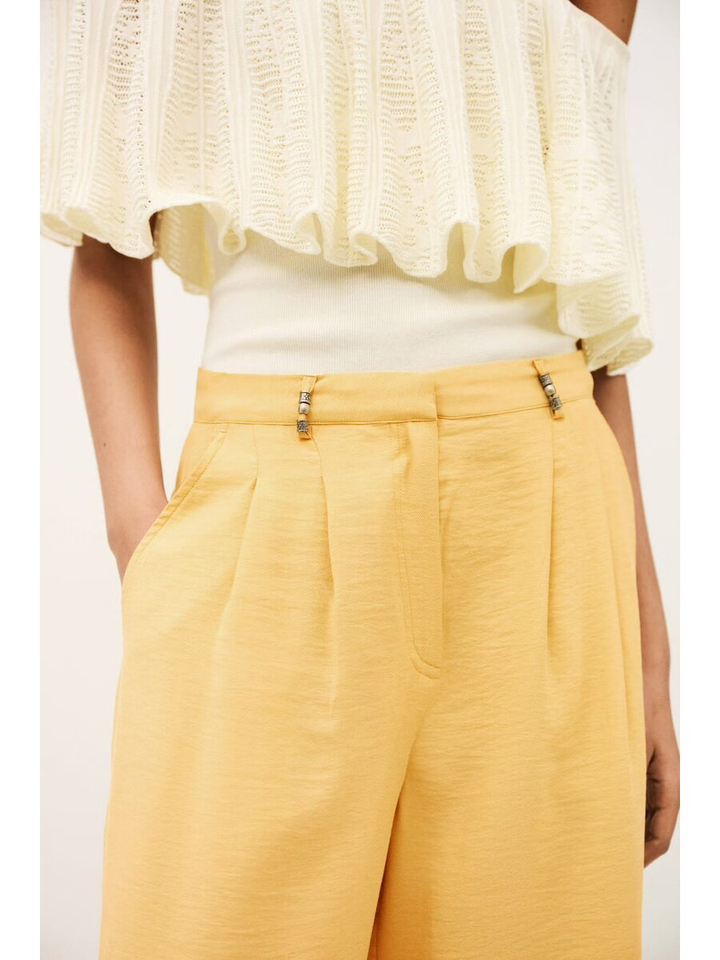 Gele wijde broek met bandplooi Deana Ba&sh 