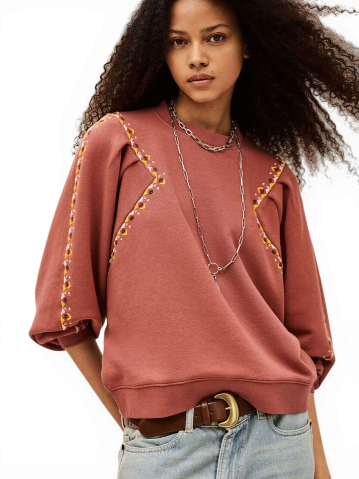 Roest geborduurde sweater Mesta BA&SH