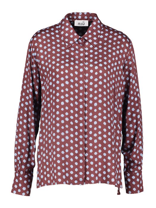 Bordeaux bloes met blauwe stippen Niu