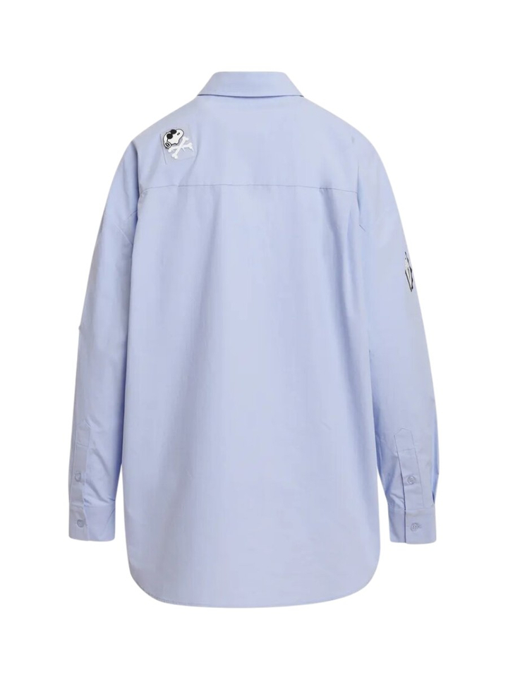 Lichtblauw katoenen shirt met veelkleurige Peanuts Snoopy-patches Jarlie Essentiel