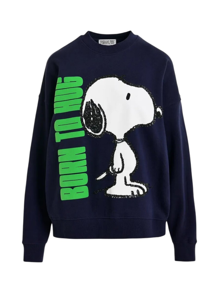 Donkerblauwe katoenen sweater met Snoopy motief Jumbrella Essentiel 