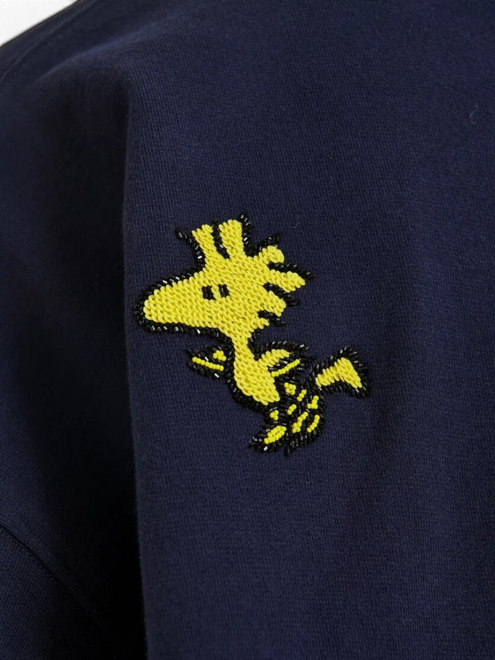 Donkerblauwe katoenen sweater met Snoopy motief Jumbrella Essentiel 