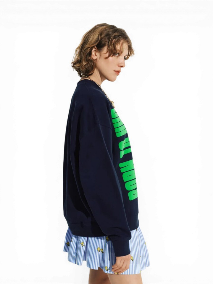 Donkerblauwe katoenen sweater met Snoopy motief Jumbrella Essentiel 