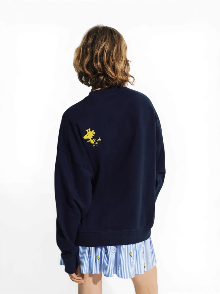 Donkerblauwe katoenen sweater met Snoopy motief Jumbrella Essentiel 