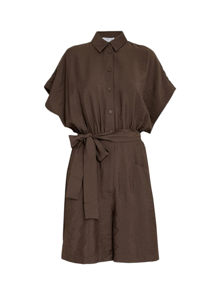Donkerbruine korte jumpsuit 