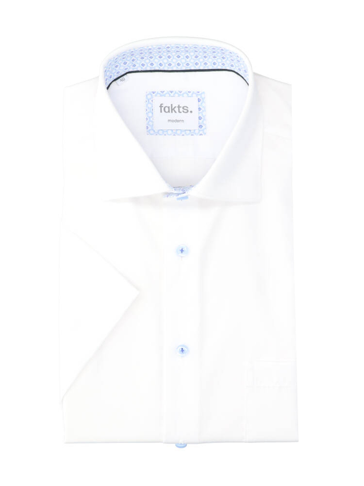 Wit uni katoenen hemd (modern fit) met korte mouwen Fakts 