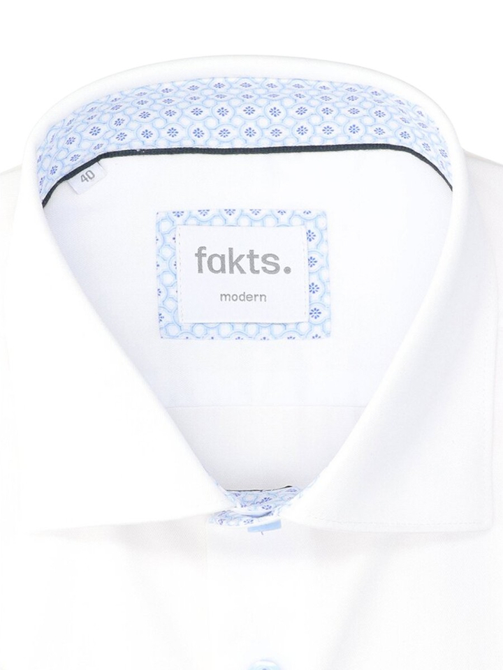 Wit uni katoenen hemd (modern fit) met korte mouwen Fakts