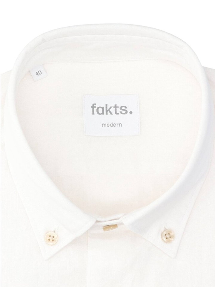 Wit uni linnen hemd (regular fit) met korte mouwen Fakts 
