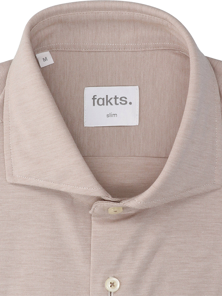 Brown light uni katoenen hemd ( slim fit) met lange mouwen Fakts 