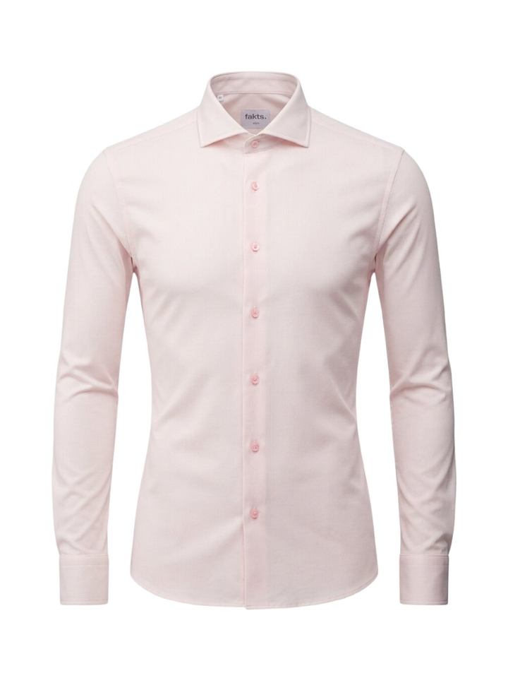 Roze katoenen hemd (slim fit) met strepen en lange mouwen Fakts