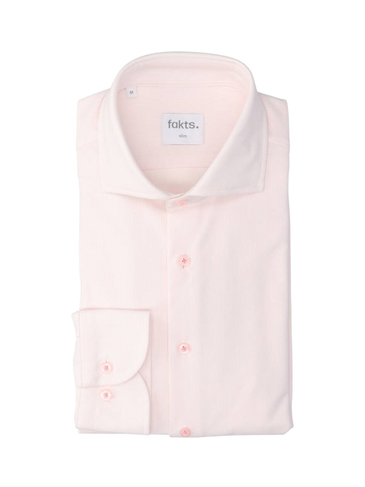 Roze katoenen hemd (slim fit) met strepen en lange mouwen Fakts