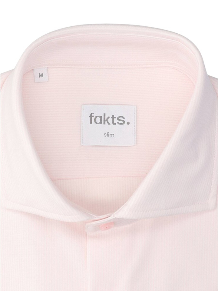 Roze katoenen hemd (slim fit) met strepen en lange mouwen Fakts