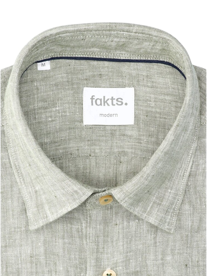 Olive uni linnen hemd ( modern fit) met lange mouwen Fakts