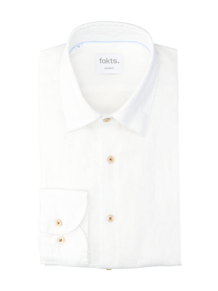 Wit katoenen hemd (regular fit) met lange mouwen Fakts