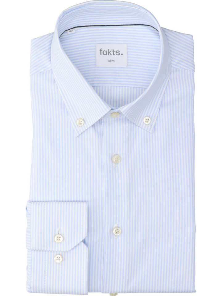 Wit katoenen hemd (slim fit) met strepen en lange mouwen Fakts 