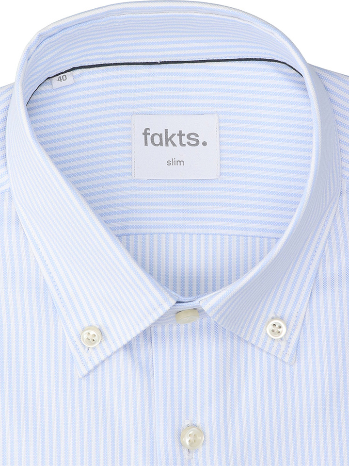 Wit katoenen hemd (slim fit) met strepen en lange mouwen Fakts 