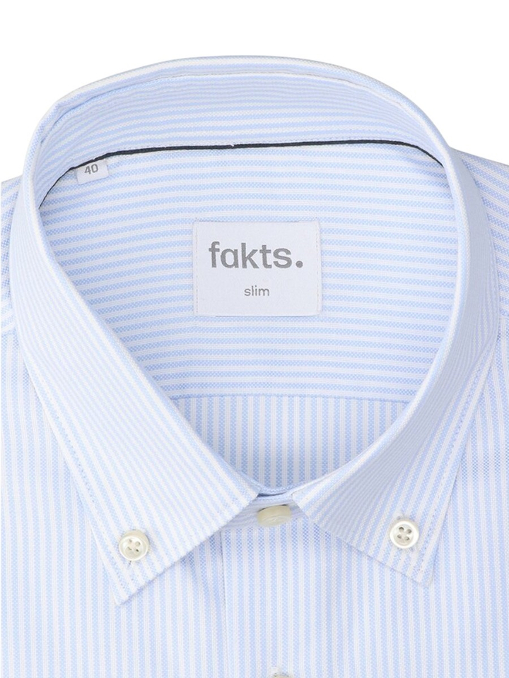 Wit katoenen hemd (slim fit) met strepen en lange mouwen Fakts