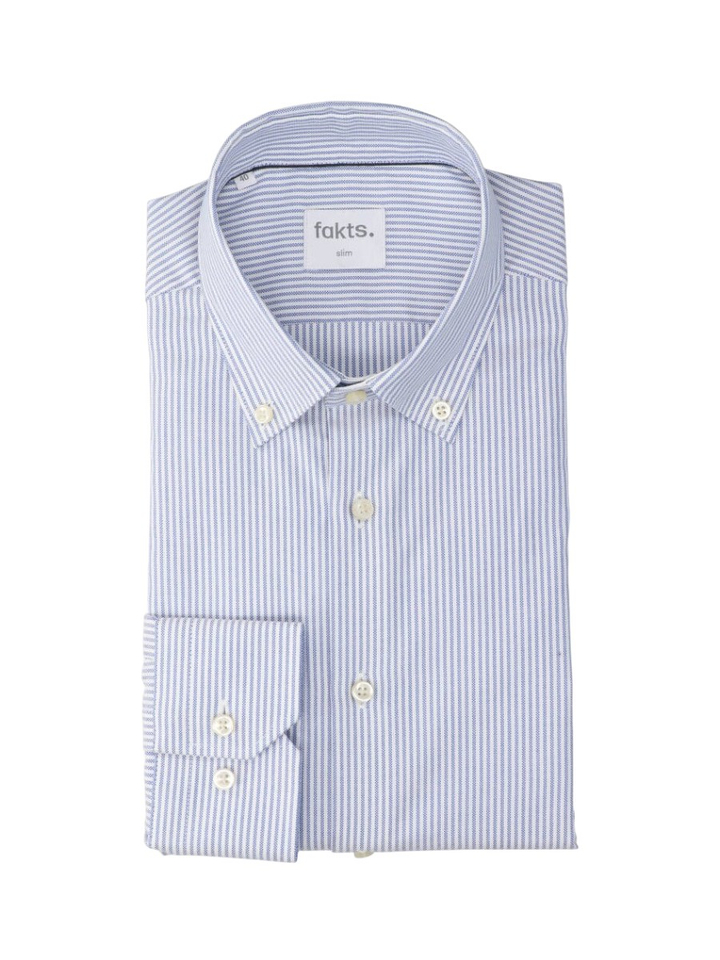 Wit katoenen hemd (slim fit) met strepen en lange mouwen Fakts 