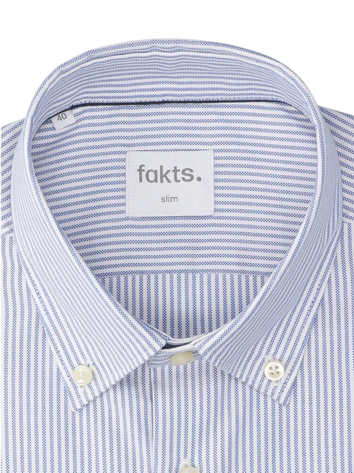 Wit katoenen hemd (slim fit) met strepen en lange mouwen Fakts 
