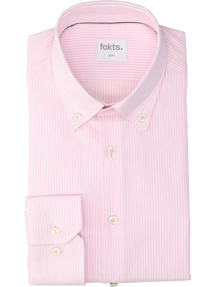 Pink katoenen hemd (slim fit) met strepen en lange mouwen Fakts 