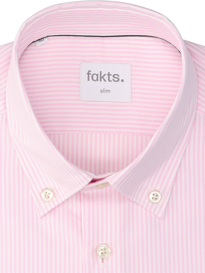 Pink katoenen hemd (slim fit) met strepen en lange mouwen Fakts 